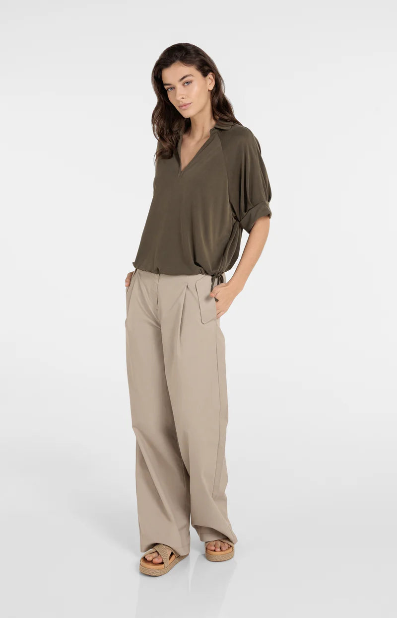 JERSEY TOP W PLEATED SLEEVES