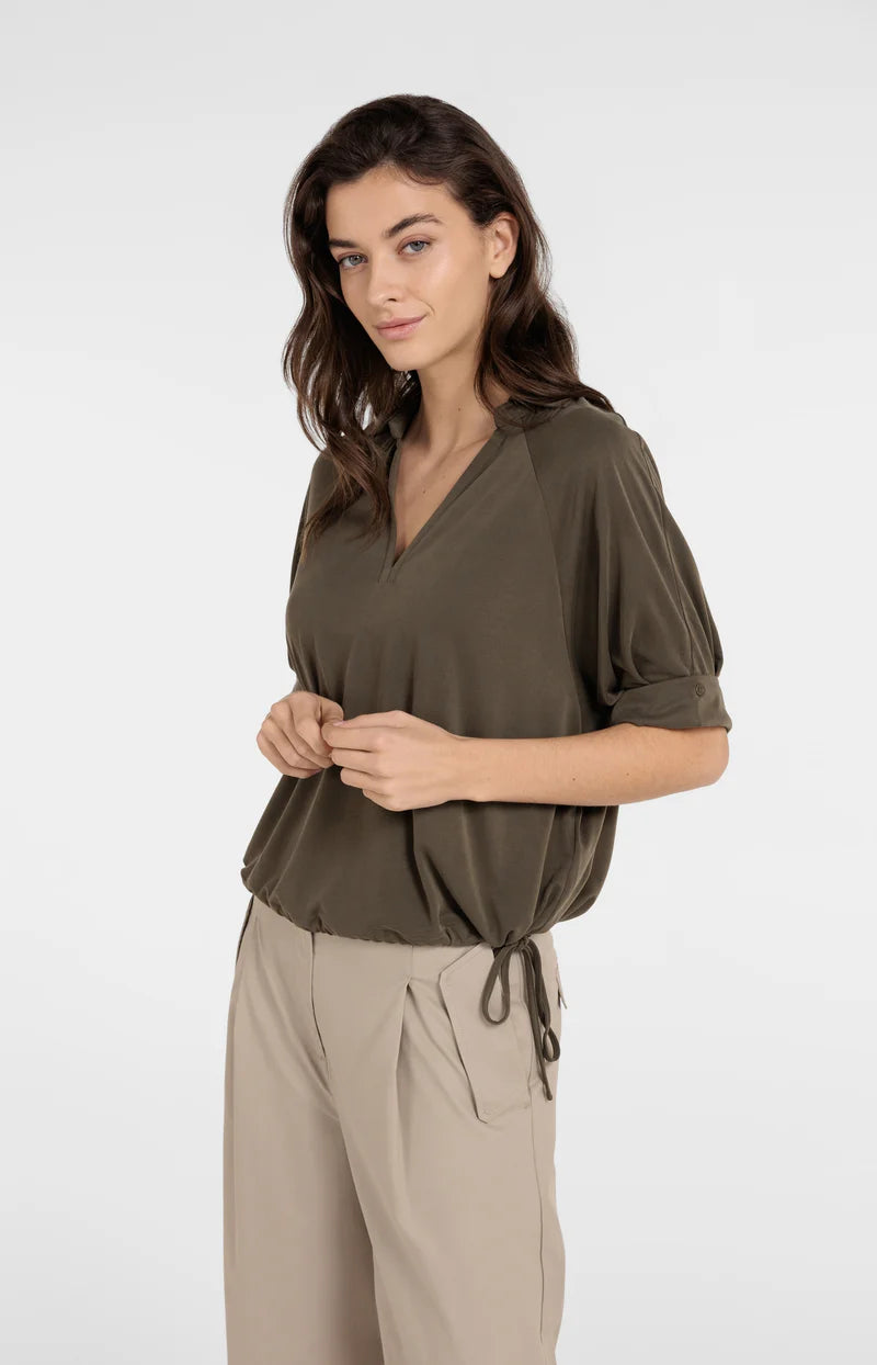 JERSEY TOP W PLEATED SLEEVES