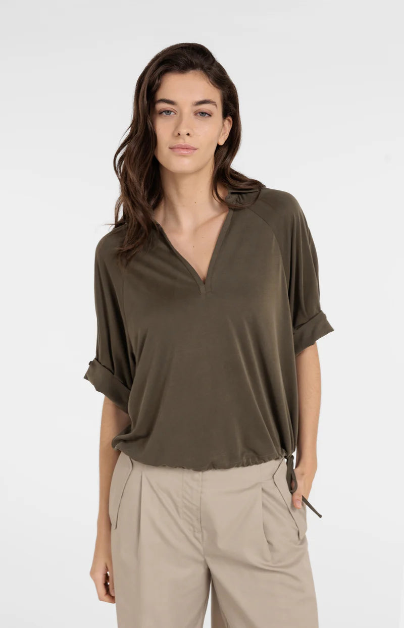 JERSEY TOP W PLEATED SLEEVES