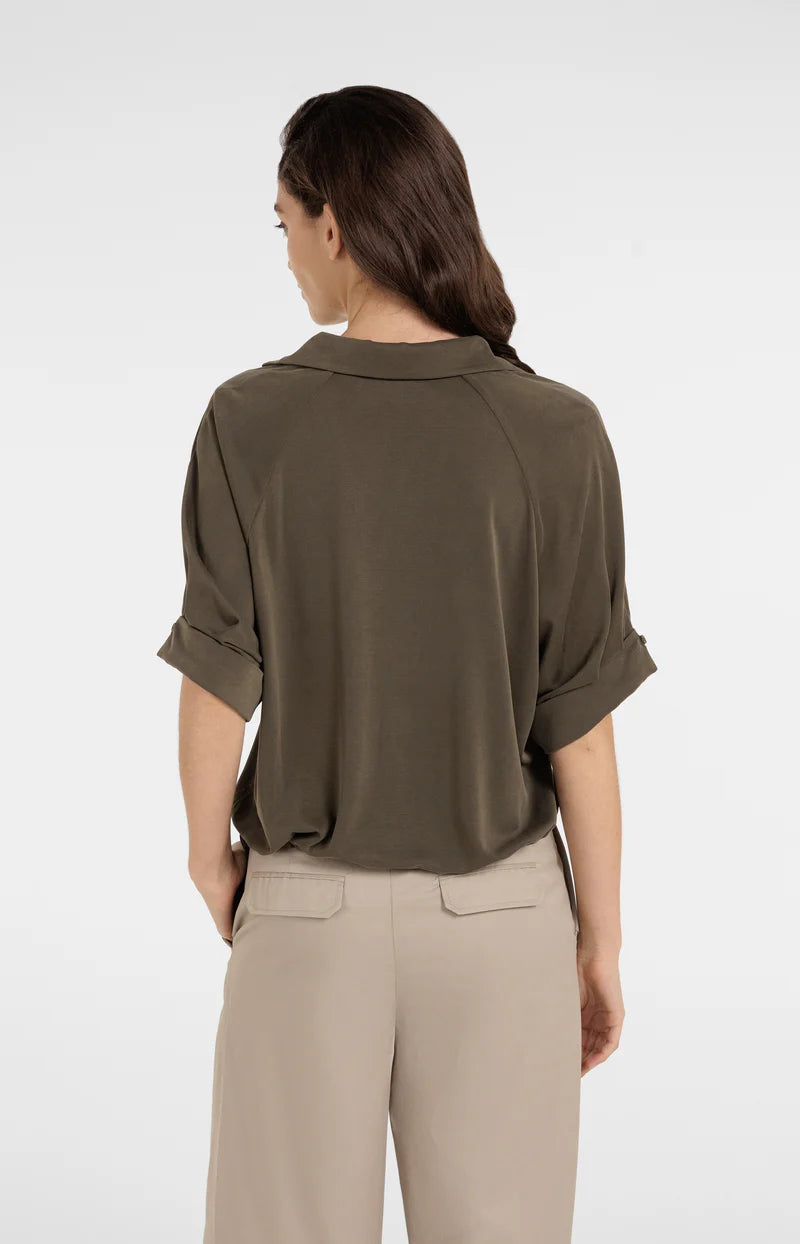 JERSEY TOP W PLEATED SLEEVES