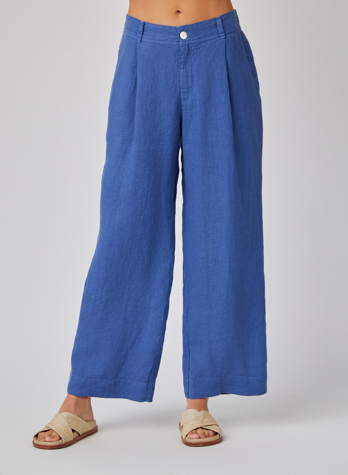 PLEATED WIDE LEG ANKLE PANT