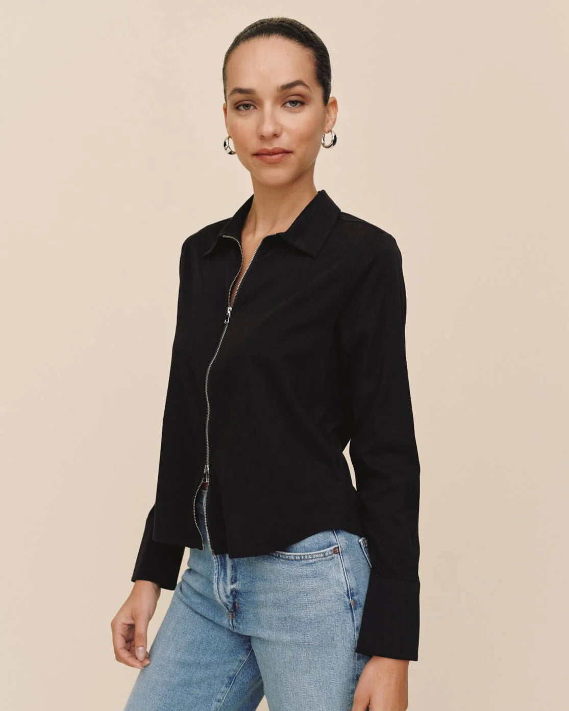 LONG SLEEVE ZIP FRONT SHIRT