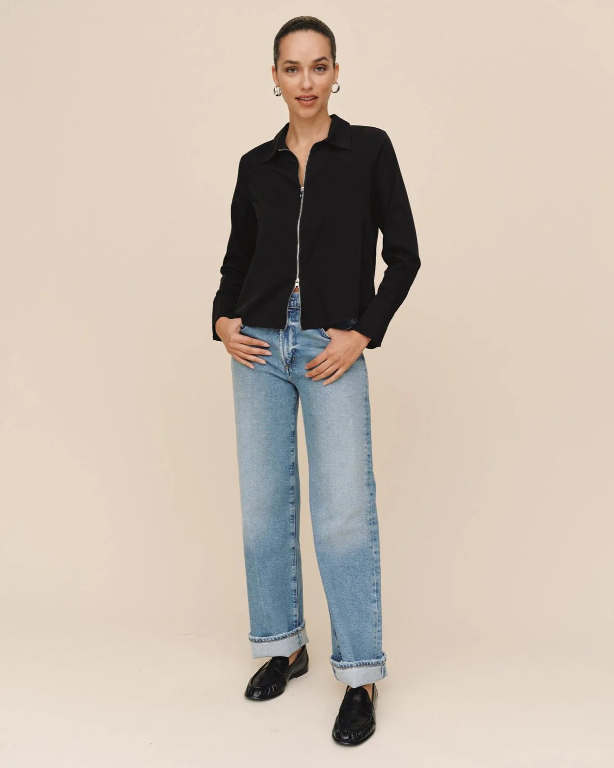 LONG SLEEVE ZIP FRONT SHIRT