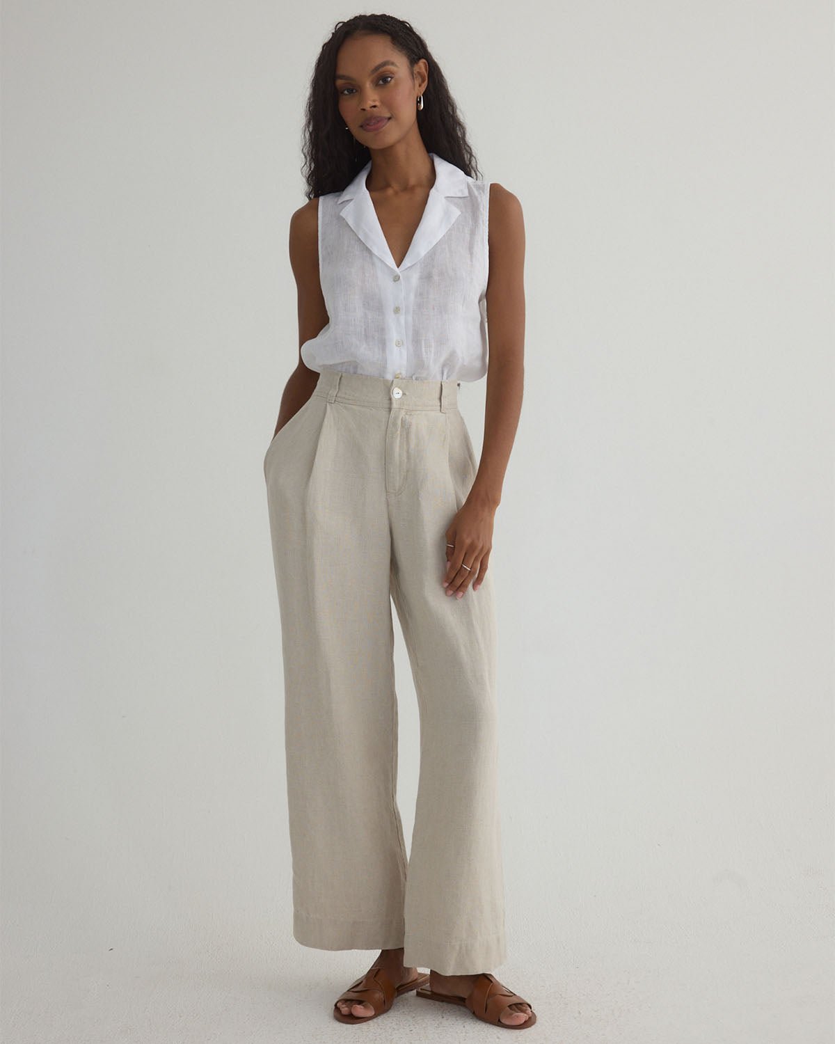PLEATED WIDE LEG ANKLE PANT