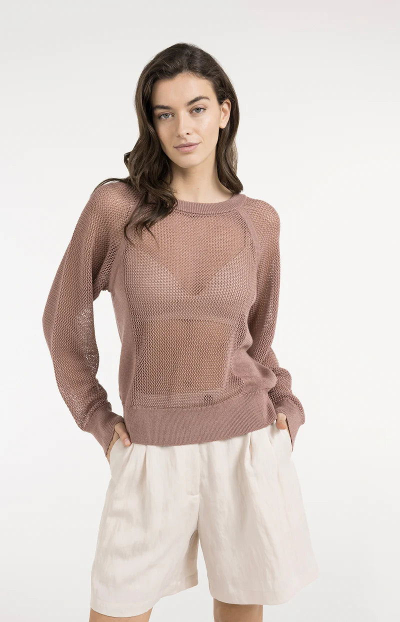 MESH STITCH RAGLAN SWEATER