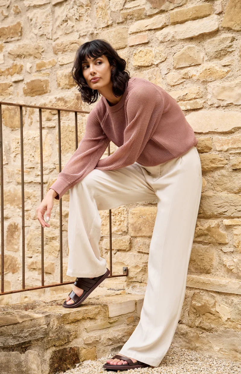 MESH STITCH RAGLAN SWEATER