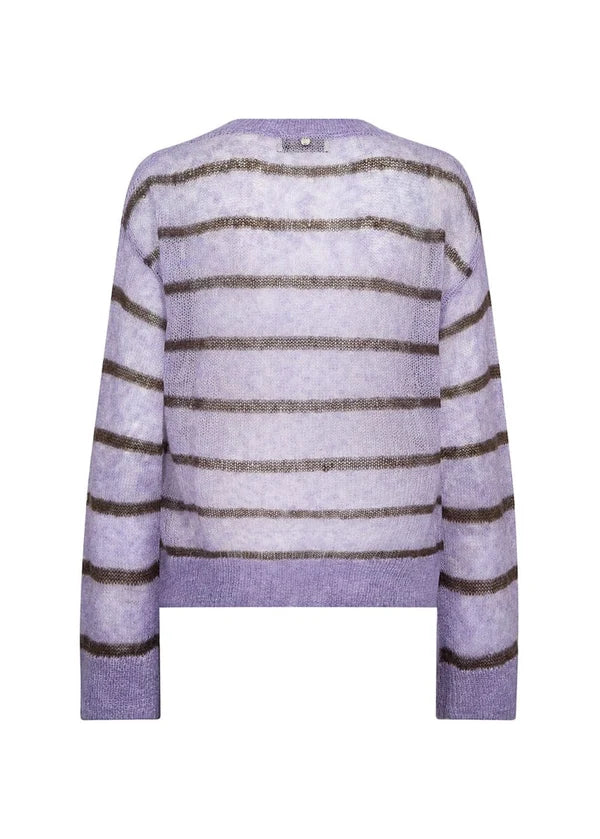 Mos Mosh Orisa lavender purple striped mohair knit sweater, back view