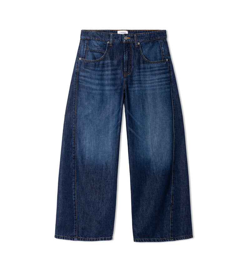 Cambio Orla wide-leg dark blue wash denim jeans with high waist