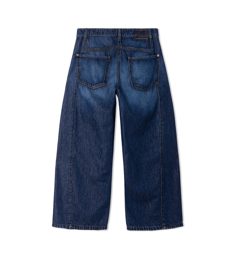 CAMBIO ORLA wide-leg dark blue denim jeans, back view, two rear pockets