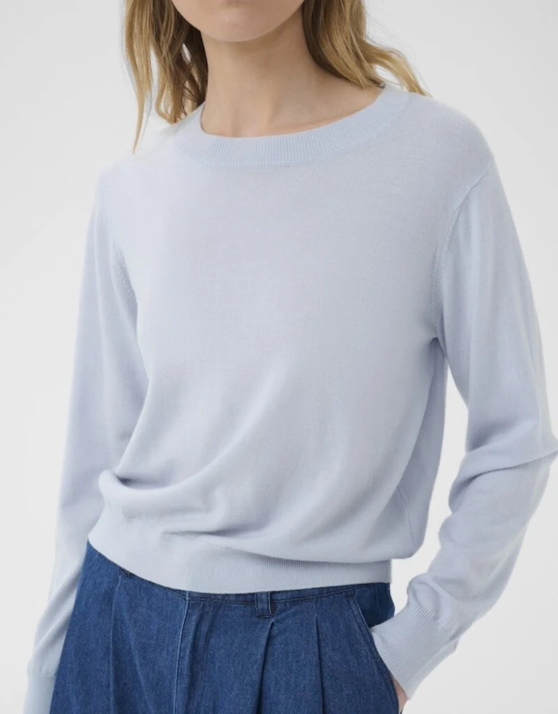 Part Two YONA light blue crewneck knit sweater with long sleeves