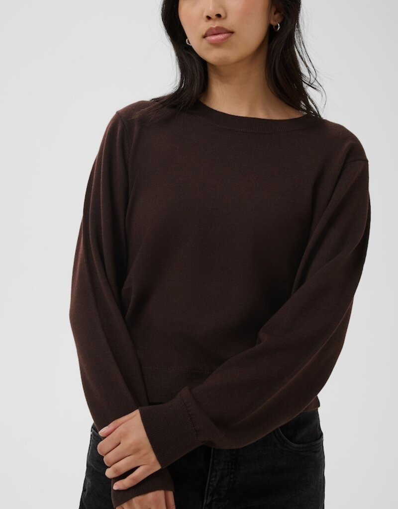Part Two YONA dark brown crew neck long sleeve knit sweater