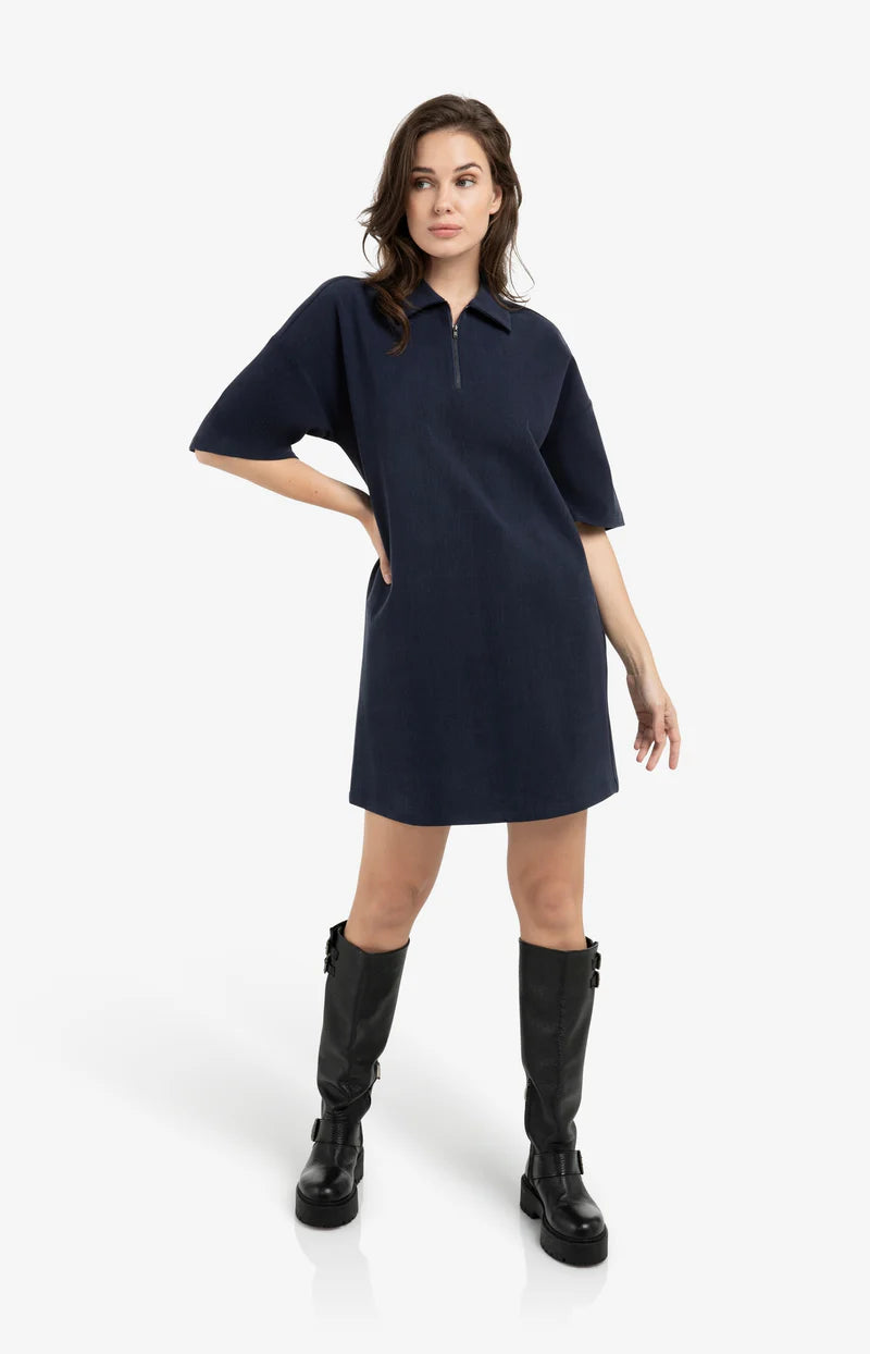 HALF ZIP SS POLO DRESS