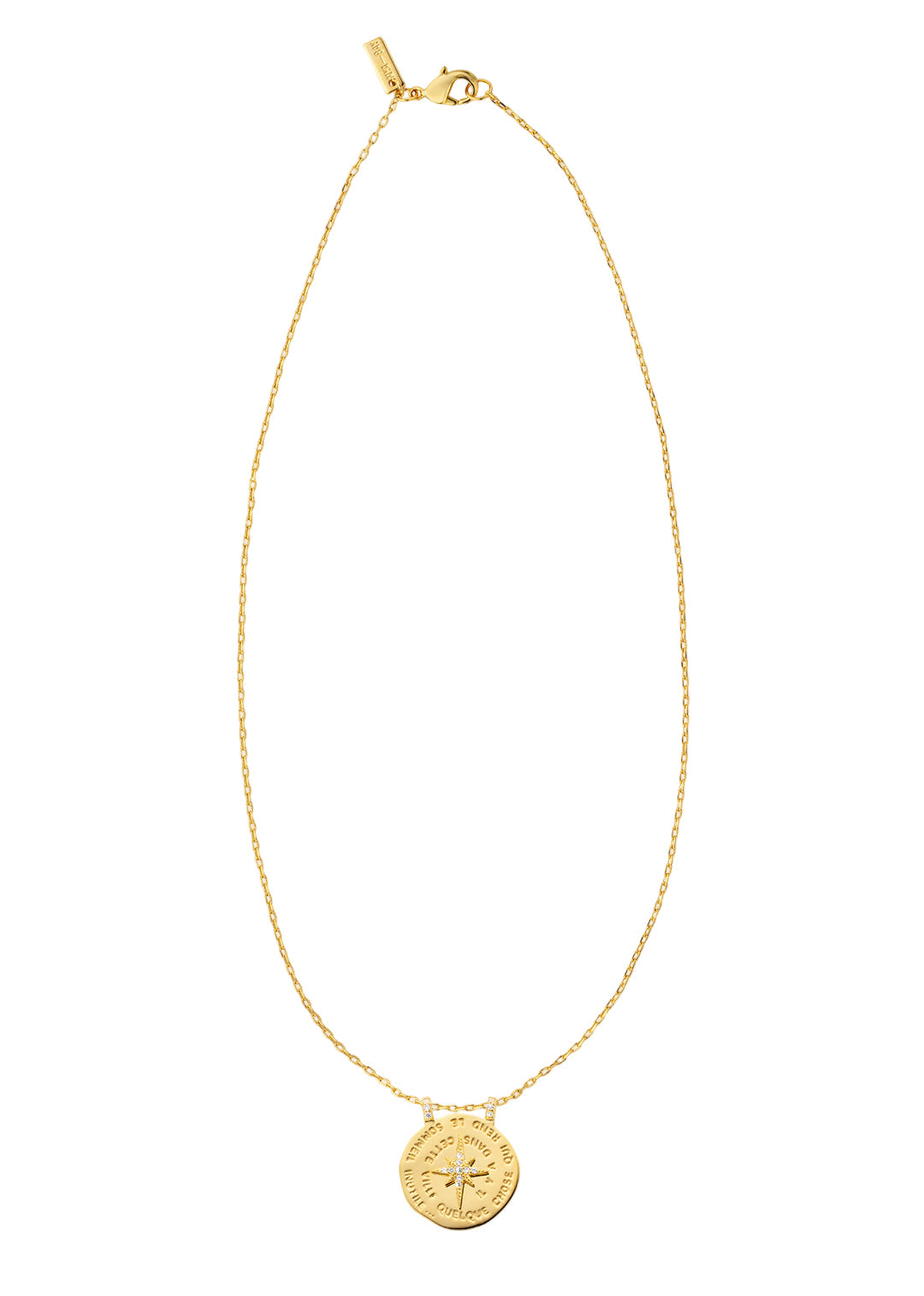 MYA-BAY Diwali Declaration gold coin pendant necklace with star motif on delicate chain