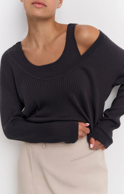 ROUND RIB SWEATER W/ TANK