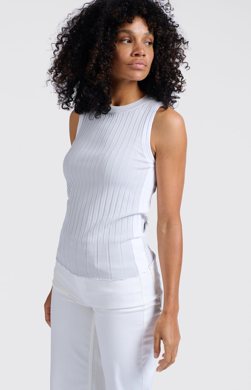 RIB KNIT TANK W/ CONTRAST DETAIL