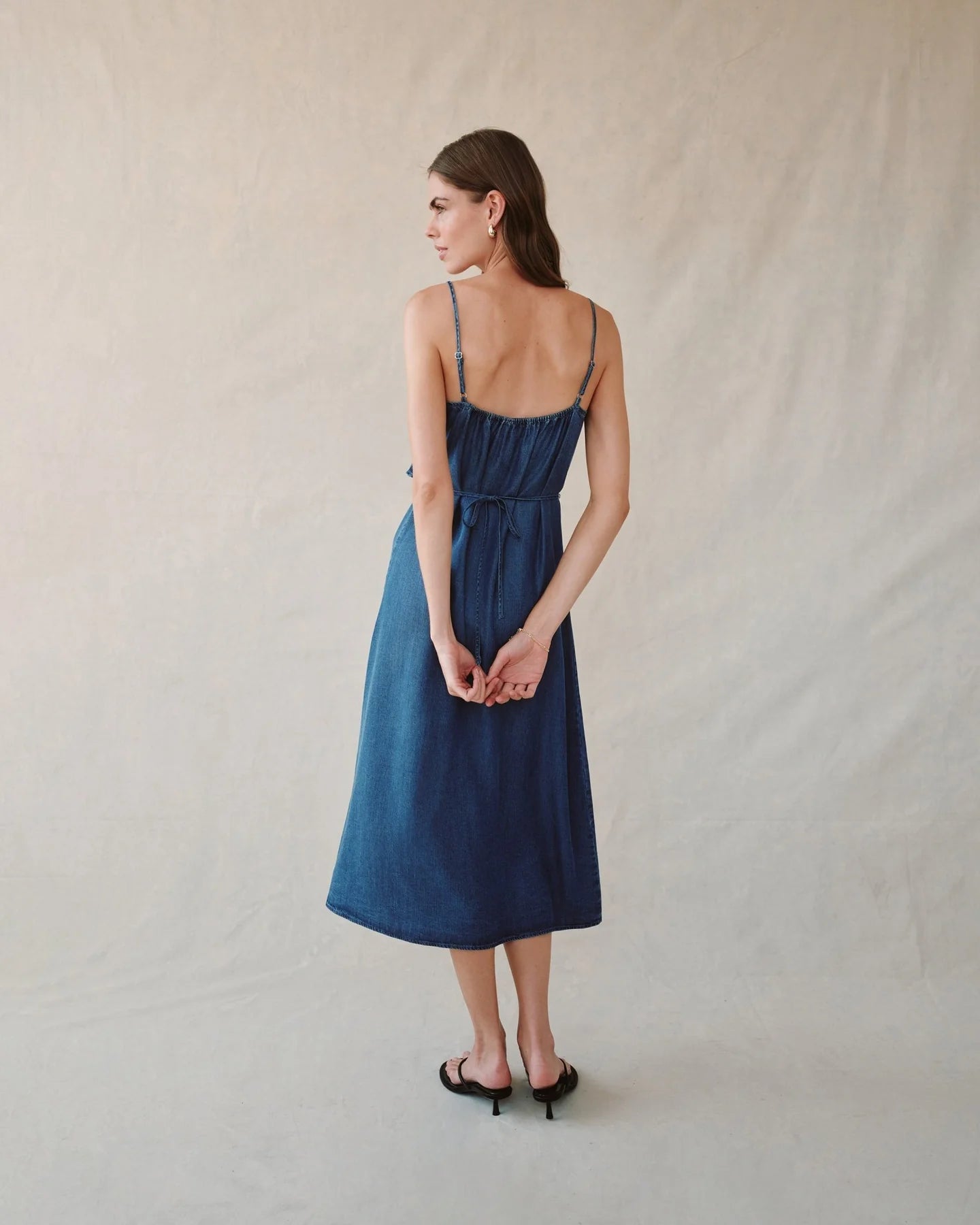 RUFFLE CAMI MIDI DRESS