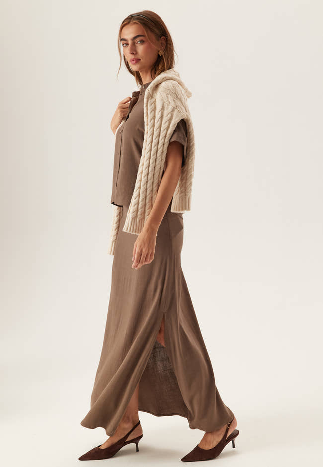 VIVA HW ANKLE LINEN BLEND SKIRT