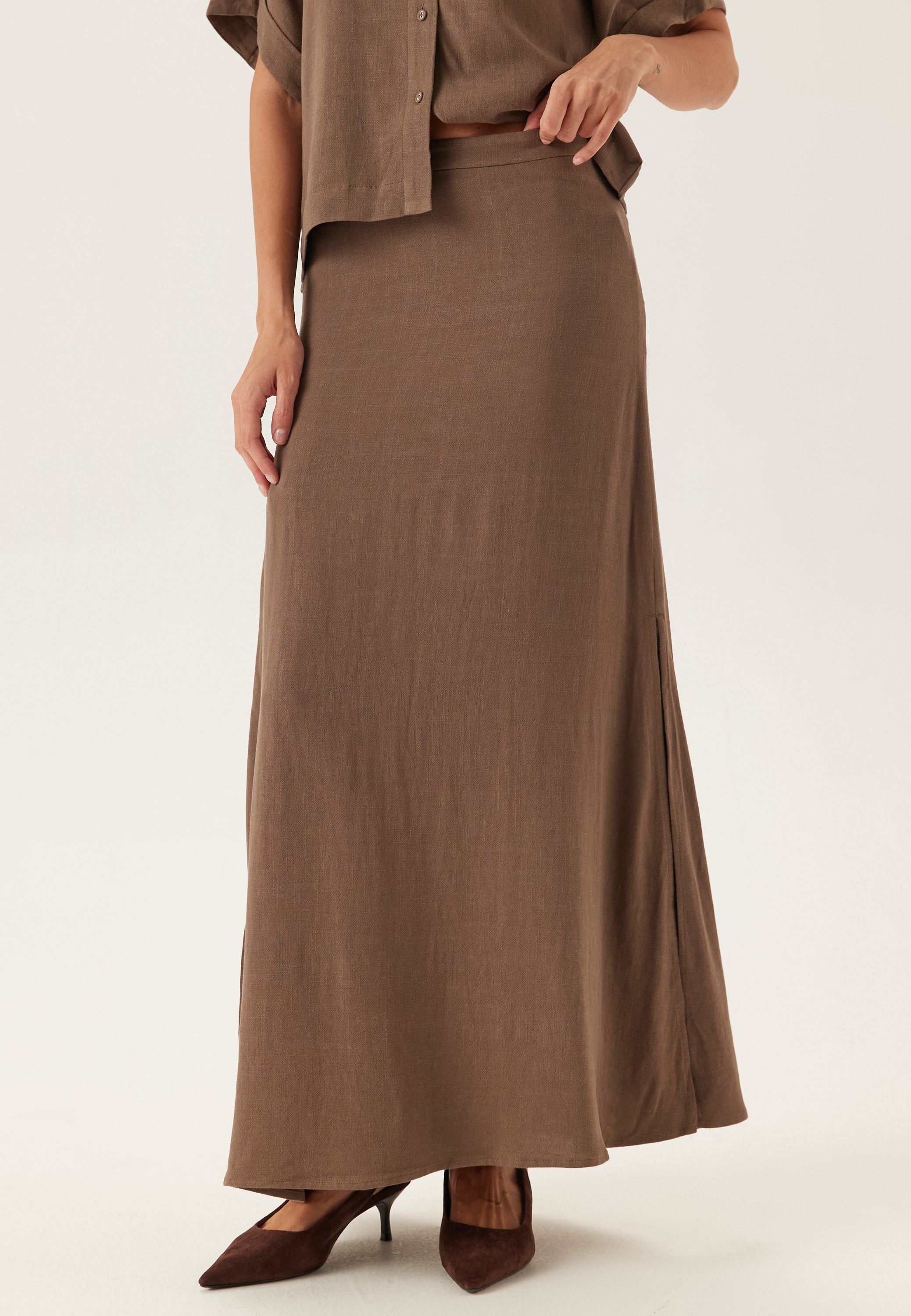 VIVA HW ANKLE LINEN BLEND SKIRT