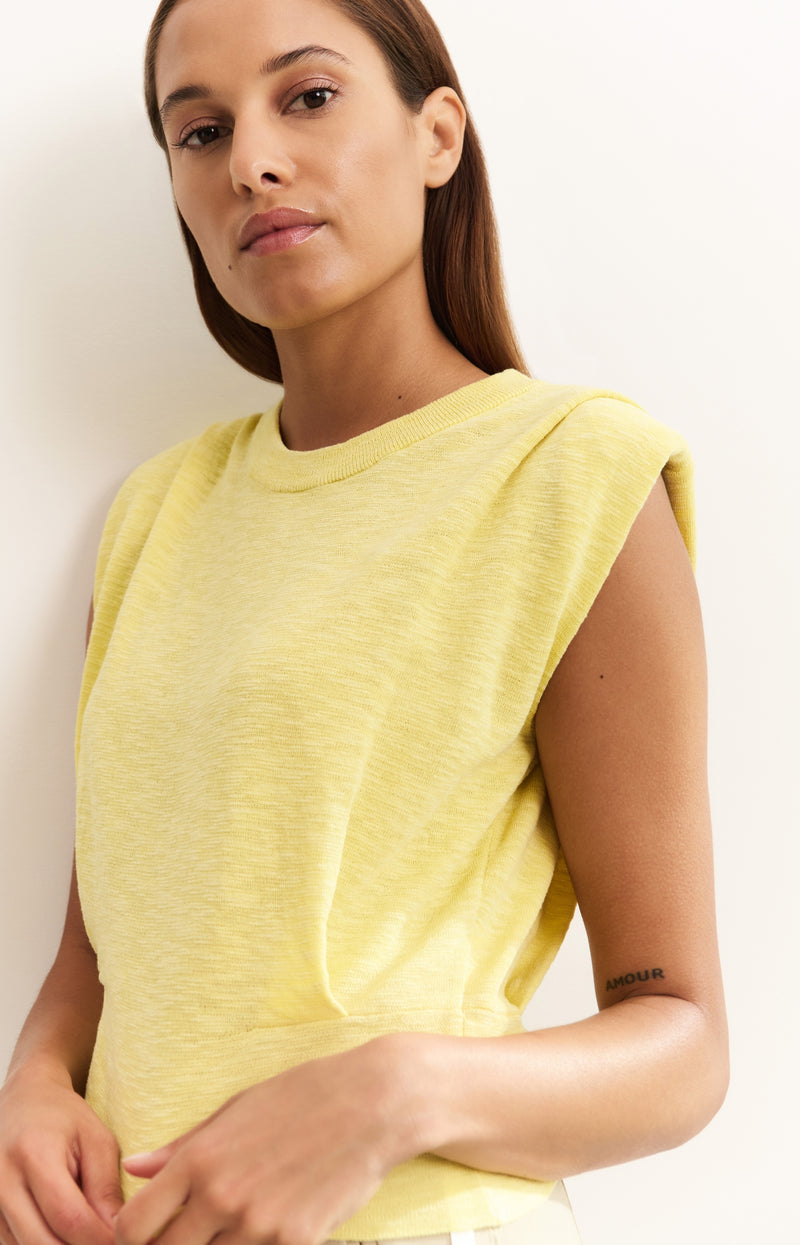 SHOULDER DETAIL SWEATER W/ FITTED WAIST