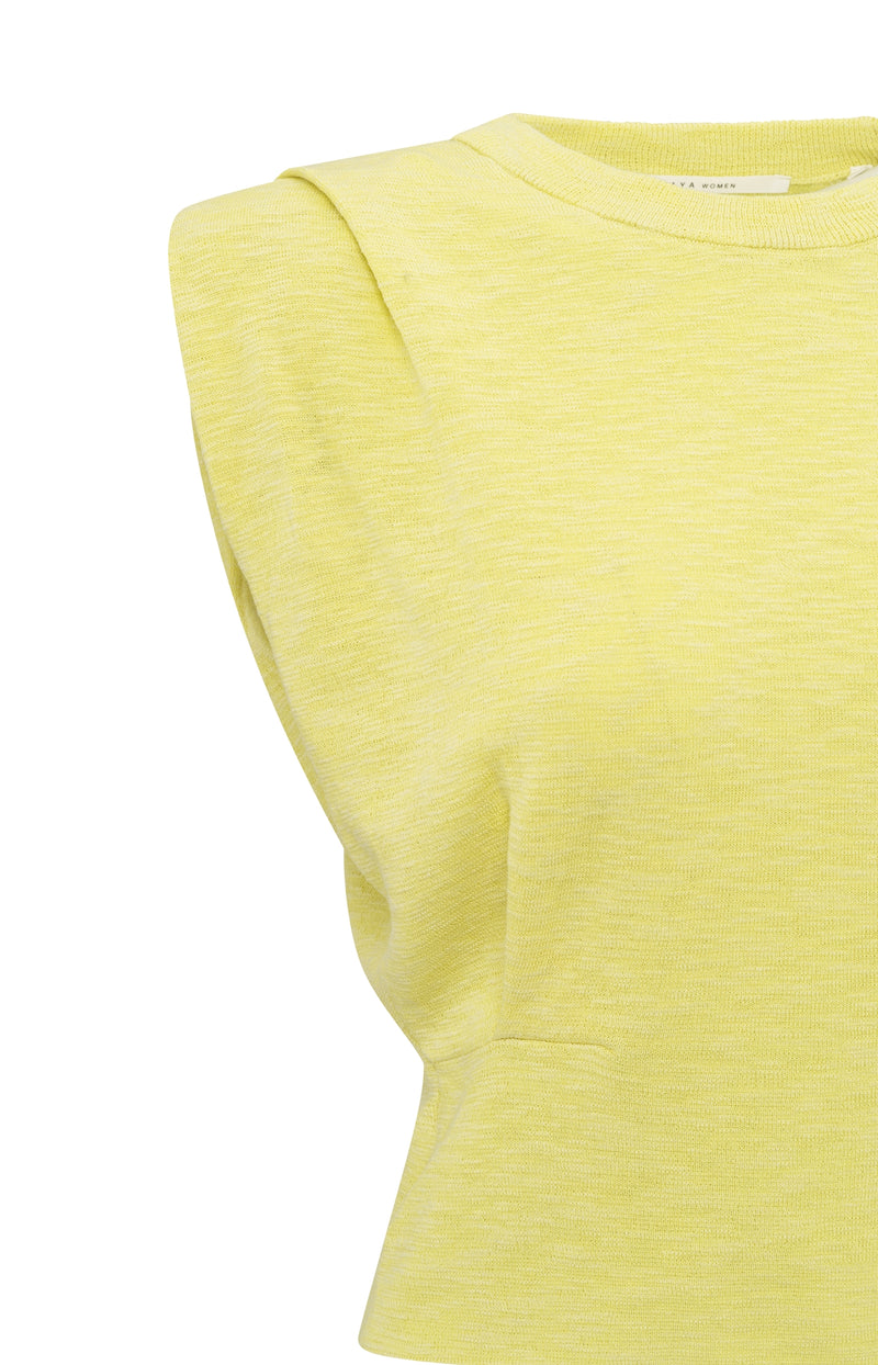SHOULDER DETAIL SWEATER W/ FITTED WAIST