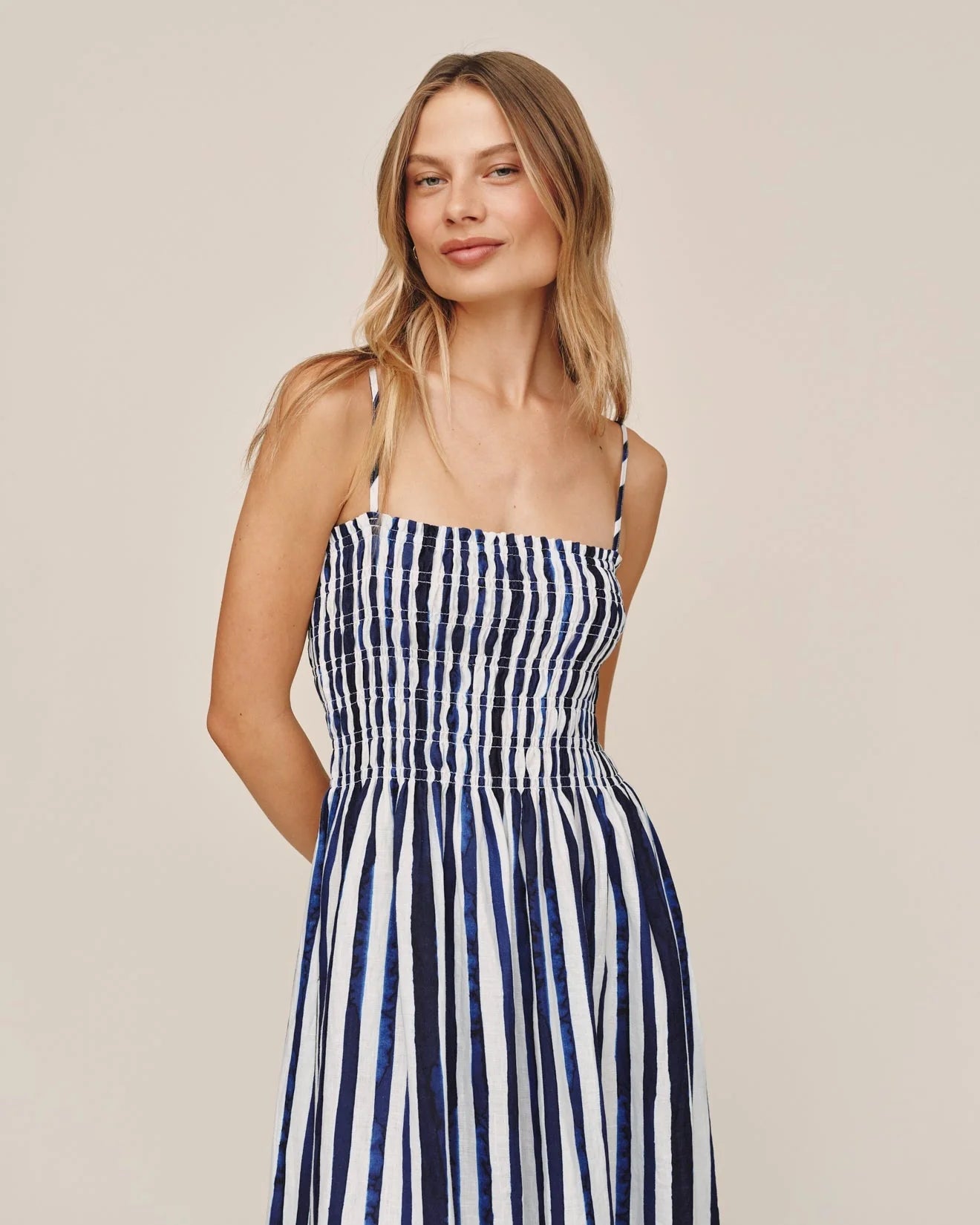 SMOCKED MIDI DRESS