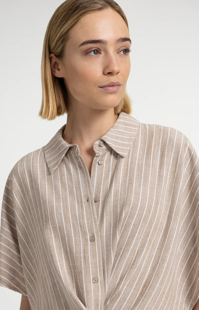 STRIPED BLOUSE W SHORT SLEEVES