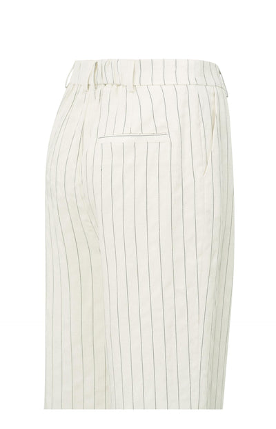 LINEN MIX WOVEN WIDE LEG TROUSERS WITH PINSTRIPE