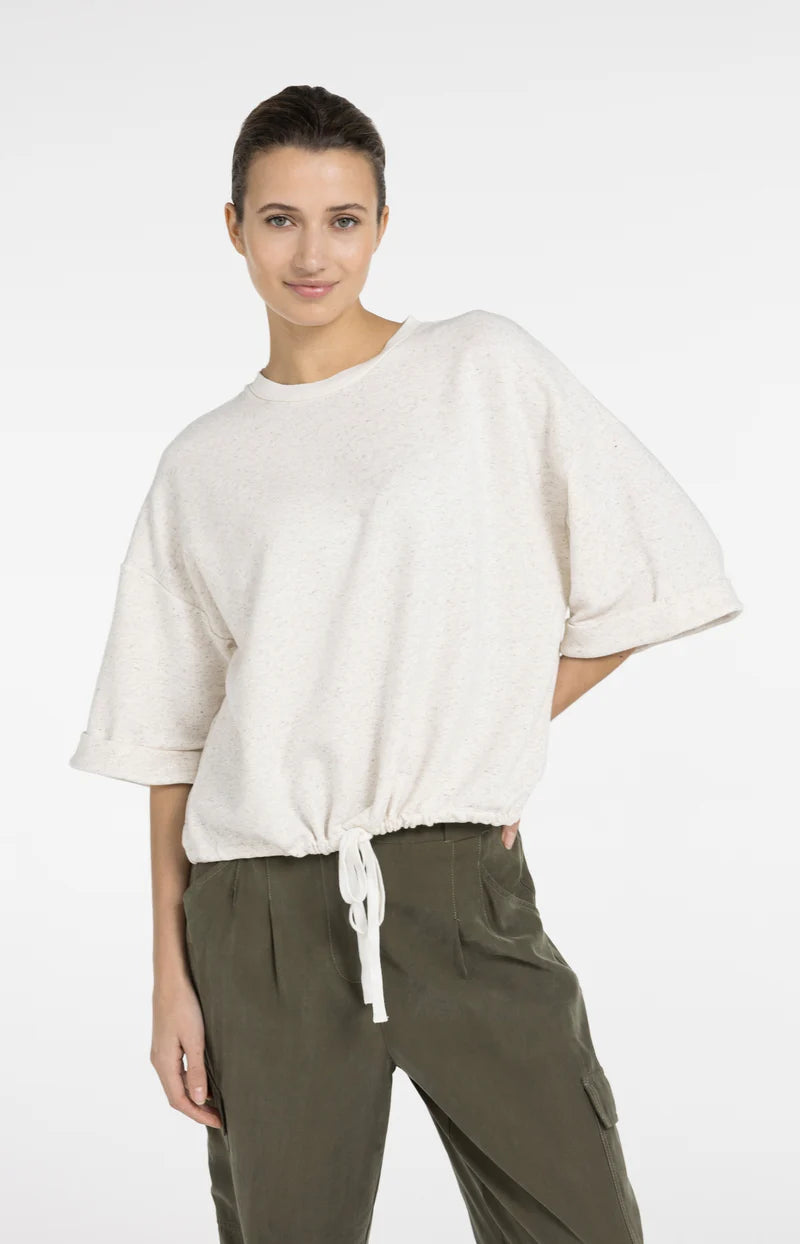 SHORT SLEEVE SWEATSHIRT W ROLL UP & DRAW CORD