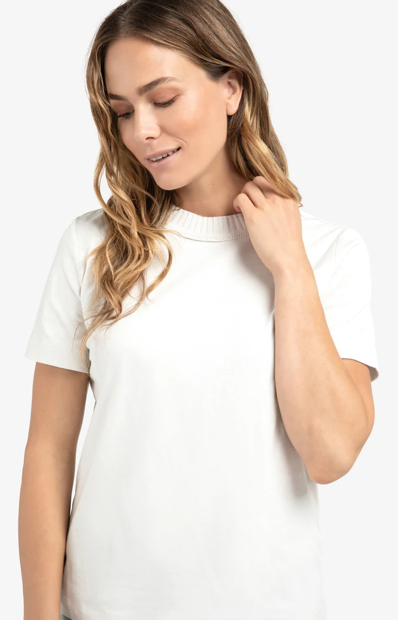 T-SHIRT W/ KNITTED NECKLINE