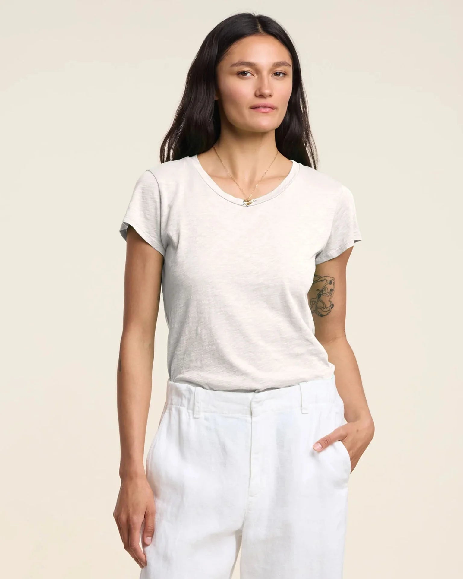 Velvet Odelia Tee white short sleeve scoop neck relaxed fit cotton t-shirt