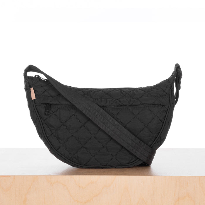 BLACK QUILTED CROSSBODY