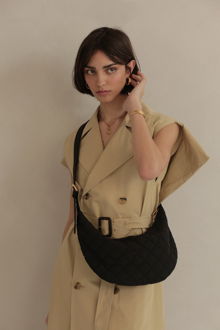 BLACK QUILTED CROSSBODY