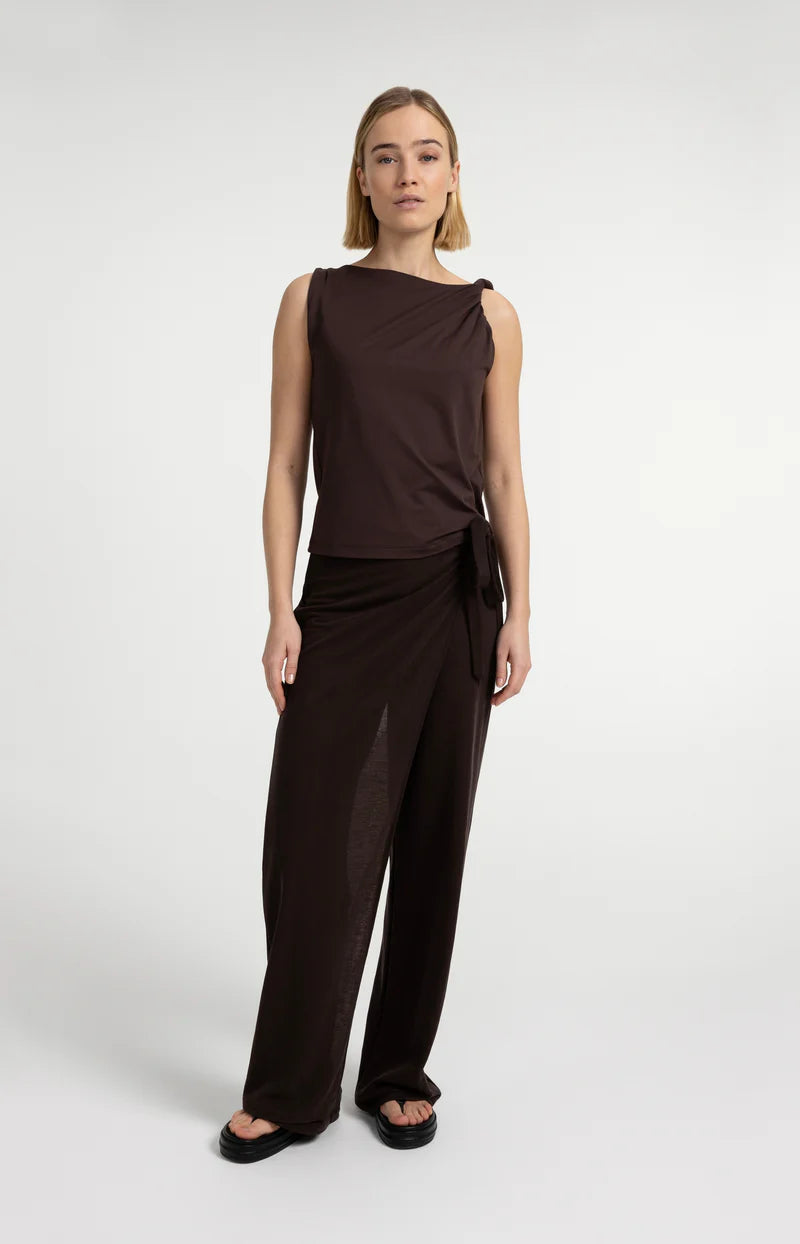WIDE LEG JERSEY TROUSERS W WRAP EFFECT