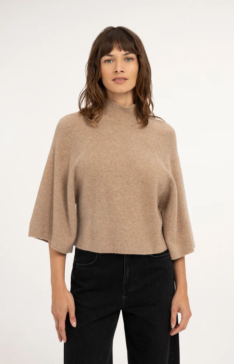 HIGH NECKLINE WIDE SLEEVE SWEATER