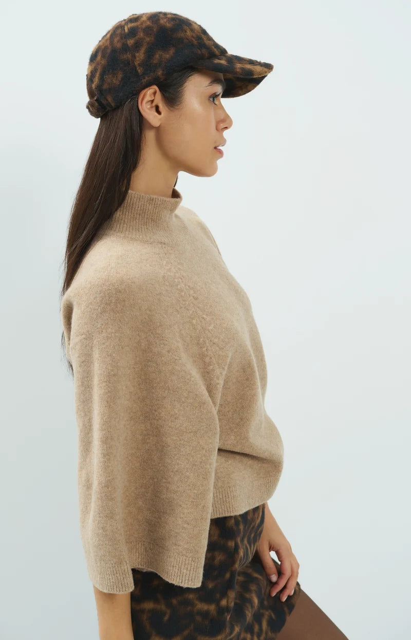 HIGH NECKLINE WIDE SLEEVE SWEATER