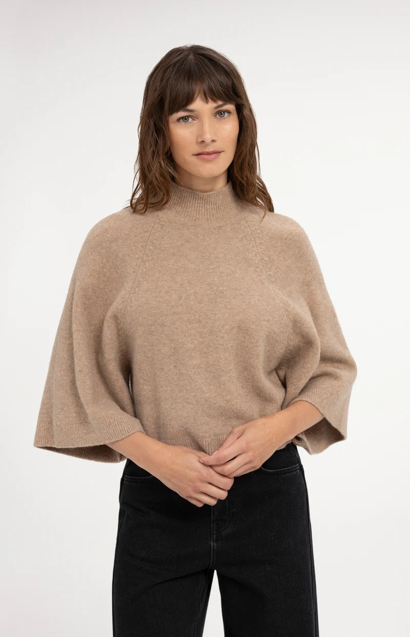 HIGH NECKLINE WIDE SLEEVE SWEATER