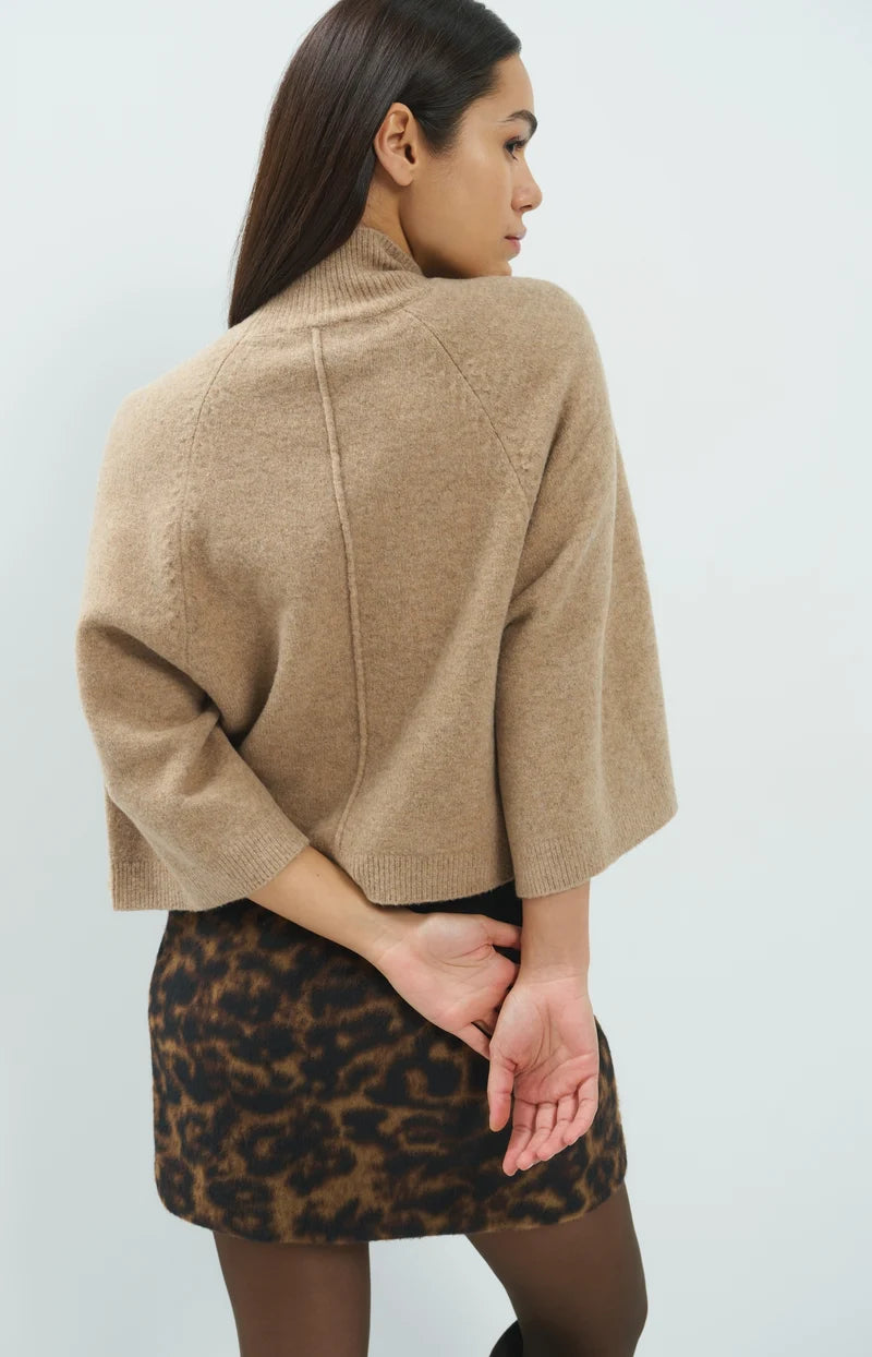 HIGH NECKLINE WIDE SLEEVE SWEATER