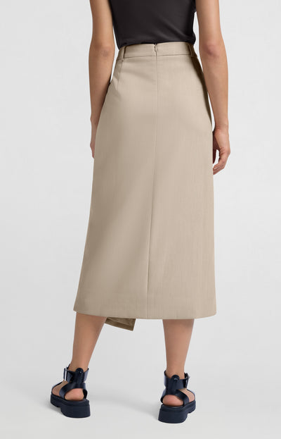 WOVEN MIDI ASYMMETRICAL SKIRT