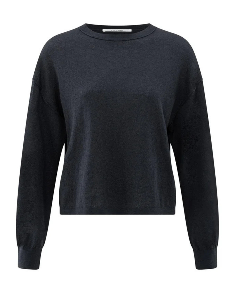 TEXTURED ROUND NECK SWEATER LS