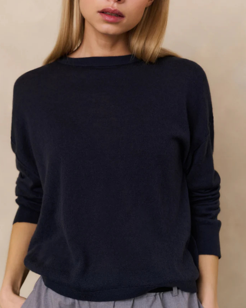 TEXTURED ROUND NECK SWEATER LS