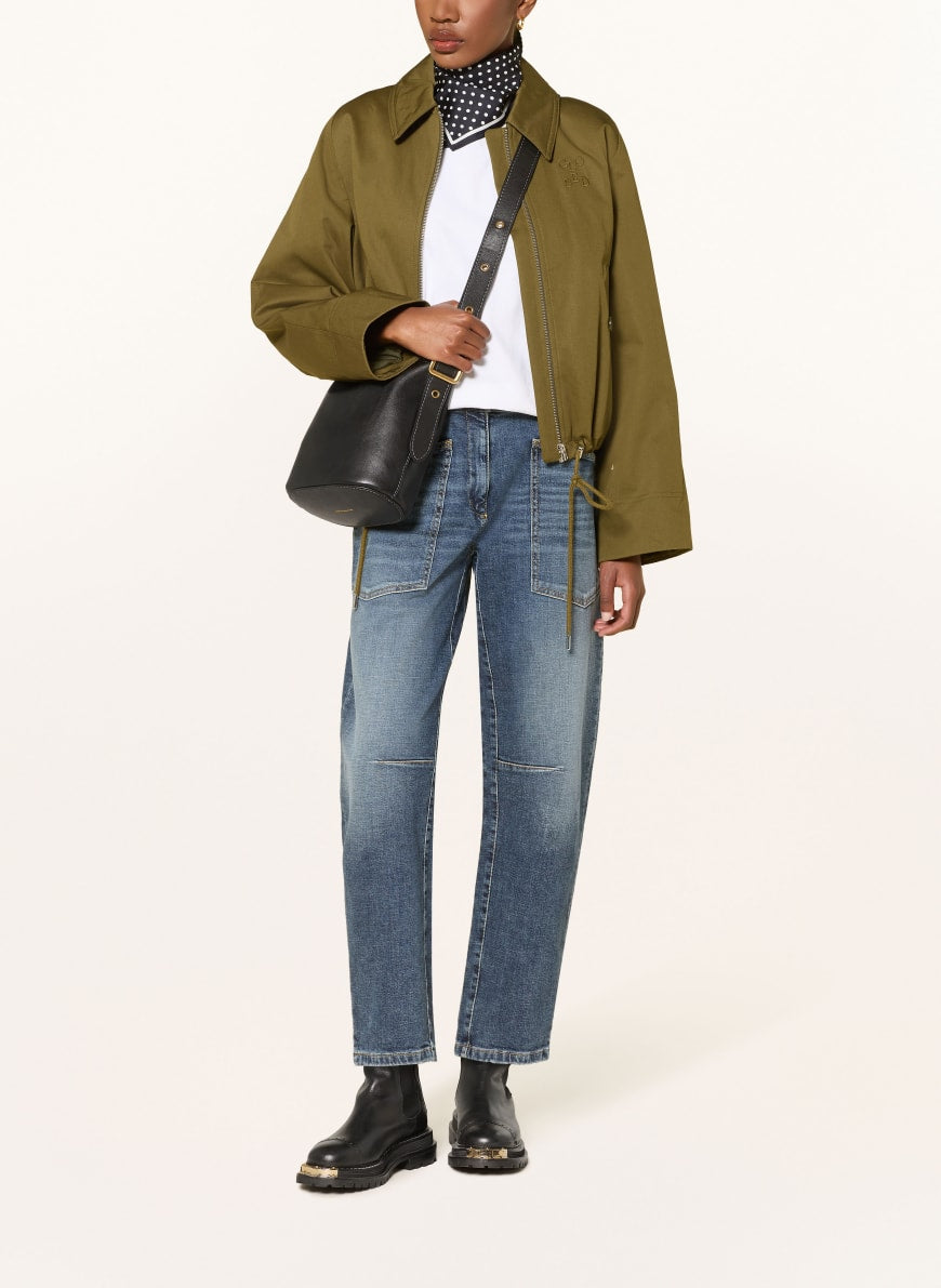 CAMBIO OCEAN straight-leg blue jeans with patch pockets and raw hem details