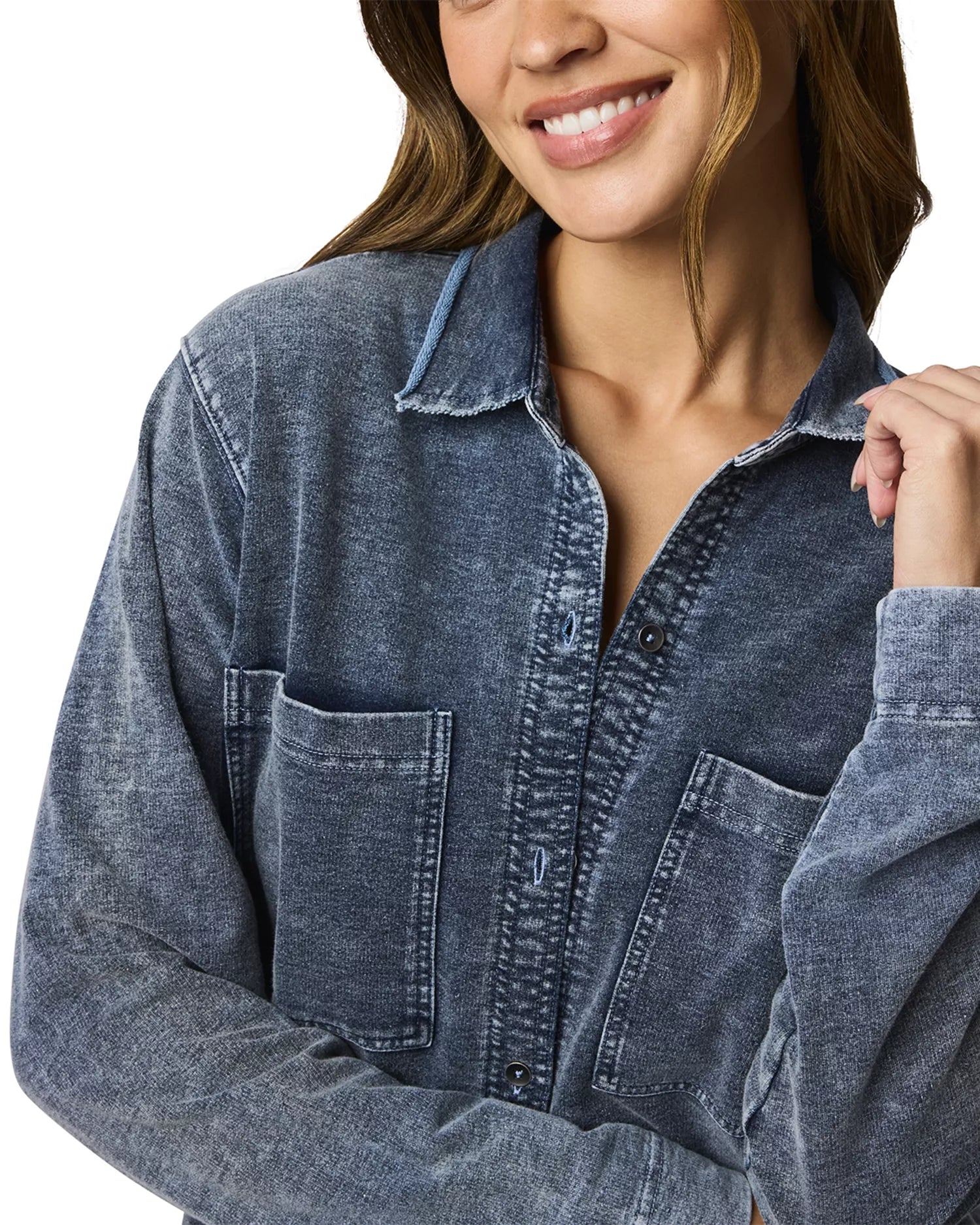 GWEN INDIGO TERRY BUTTON DOWN