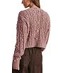 Dusty pink cable knit cropped cardigan with bobble texture and long sleeves