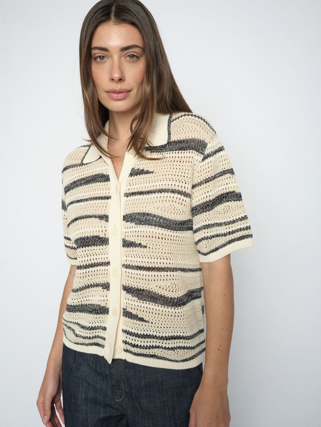 UNE WAVE SS KNIT CARDIGAN