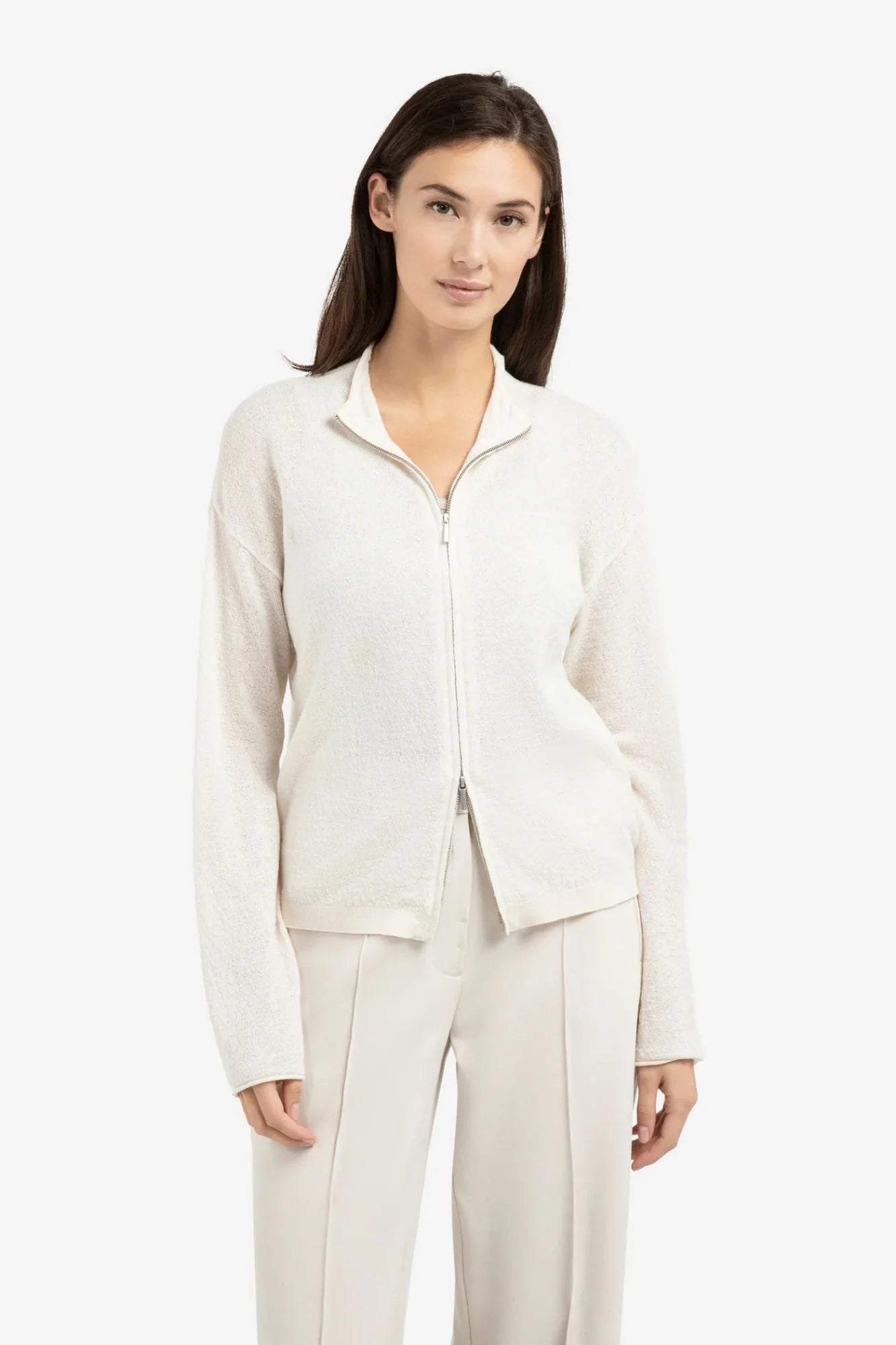 TEXTURED CARDIGAN HIGH NECK