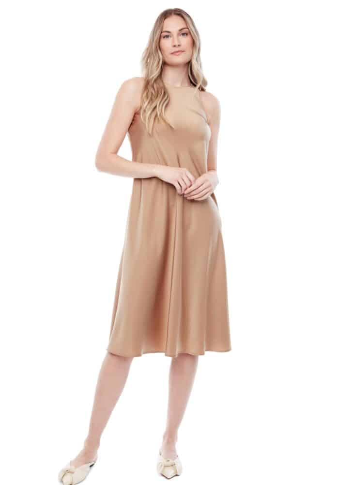 DAPHNE BELIZE SATIN SLEEVELESS DRESS