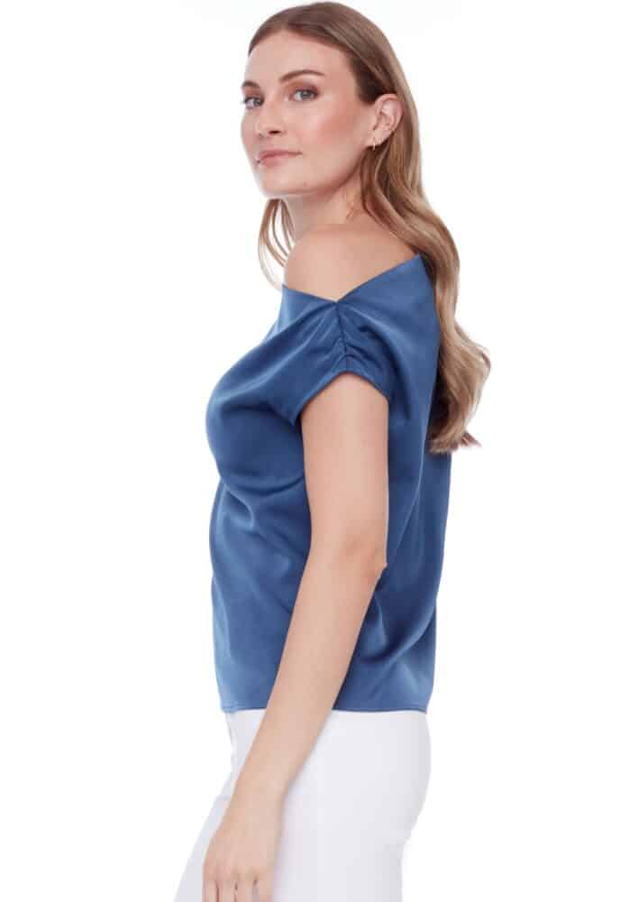 LILY SOLID SATIN ASSYMETRIC TOP