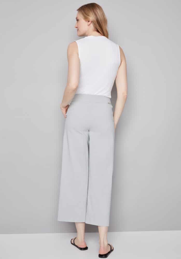 ELIZABETH GREY STRIPED TECHNO WIDE LEG PANT