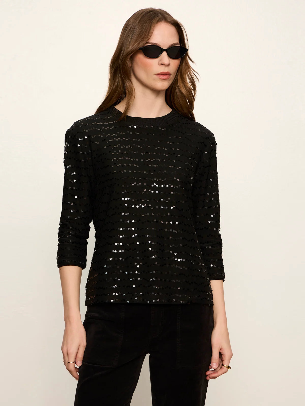 TEE-SHIRT SEQUINÉ MANCHES 3/4