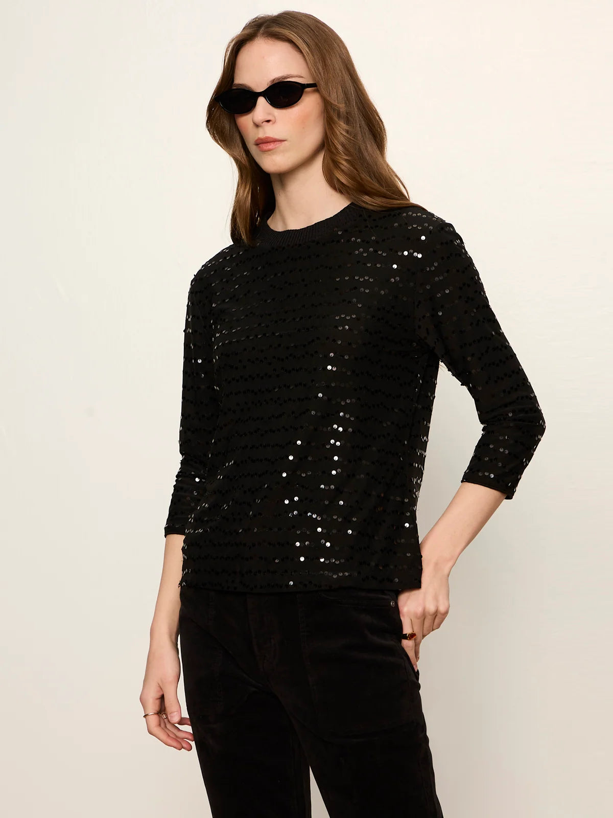 TEE-SHIRT SEQUINÉ MANCHES 3/4
